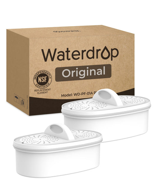 [Original] Waterdrop PF-01A Water Filter Replacement for Waterdrop Pitcher Filtration System, NSF Certified, Reduces Lead, PFAS, PFOA/PFOS, Chlorine, Last Up to 3 Months or 200 Gallons, 2 Pack