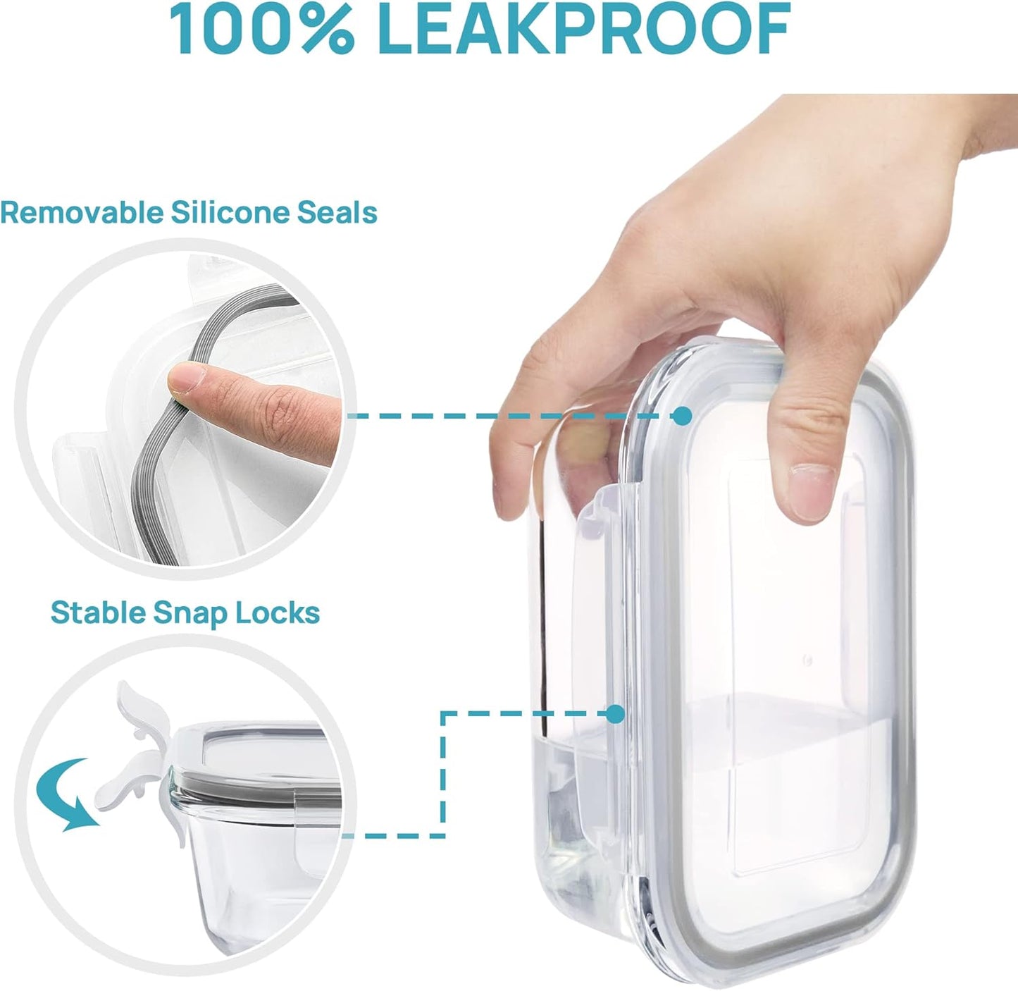 Vtopmart Glass Food Storage Containers - 8 Pack Airtight Meal Prep Containers | BPA Free, Microwave & Oven Safe