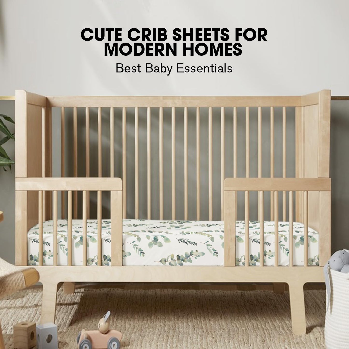 Little Grape Land Crib Sheets - Super Soft 2-Pack Fitted Sheets for Standard Cribs | Leaves & Green Design