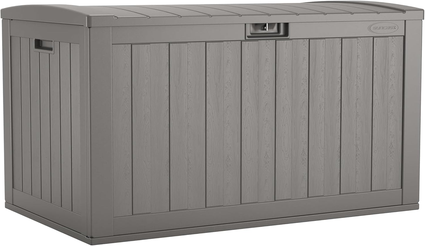 Suncast Extra-Large Outdoor Patio Deck Box - 134-Gal Resin Storage Solution for Cushions & Tools | Dove Gray