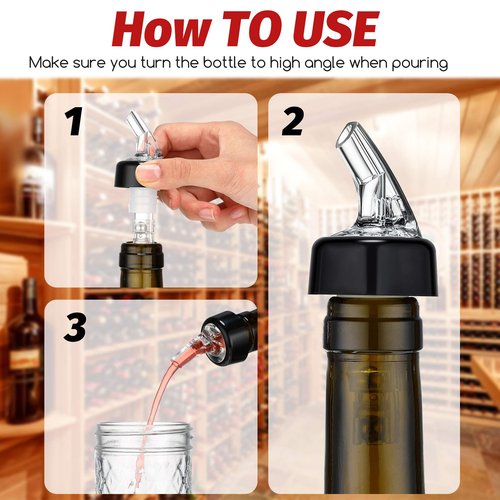 BBTO Automatic Measured Bottle Pourer Spout Liquor Pourers Bottle Jigger Quick Shot Spirit Measure, 1 oz/ 30 ml(Clear, Black,12 Pieces)