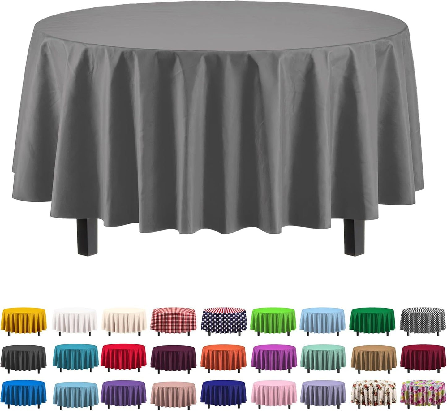 Ivory 84-Inch Round Tablecloth - 12-Pack Premium Plastic Party Supplies