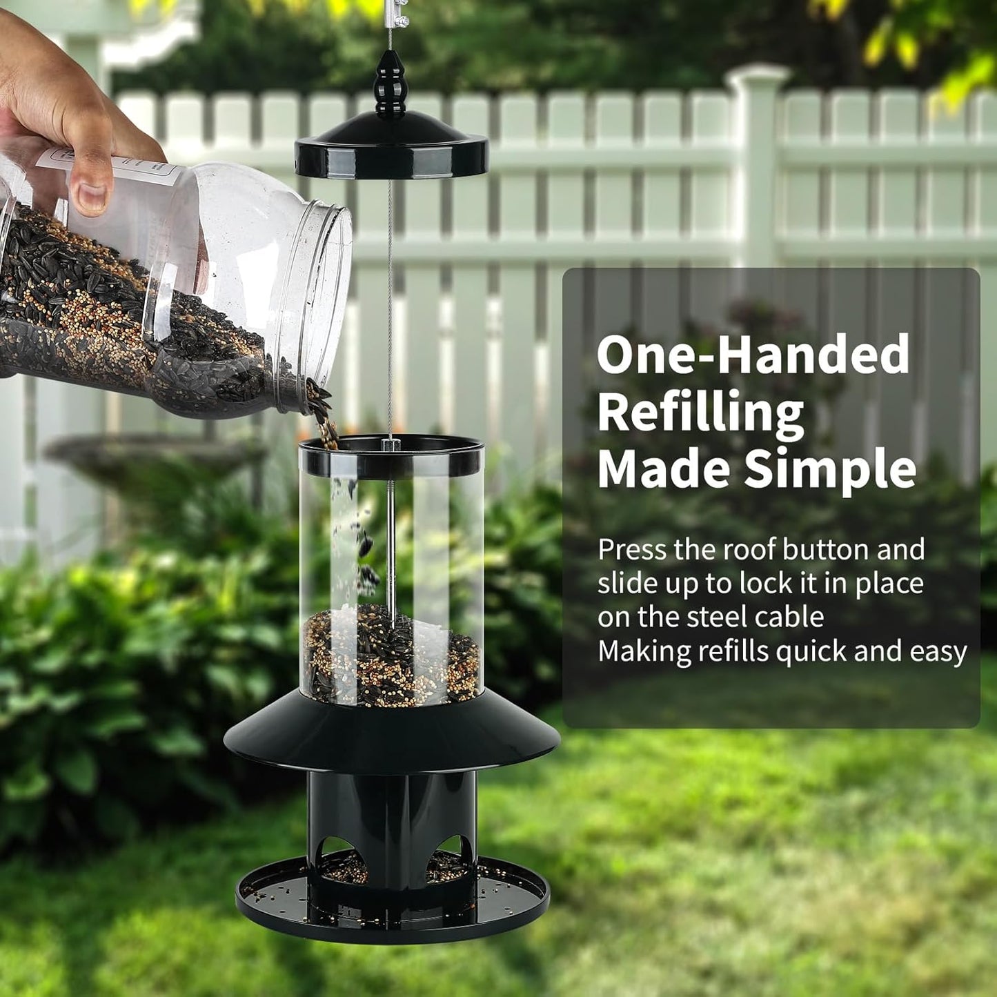 Regine Switzerland Squirrel Proof Bird Feeder - 360° Feeding Perch Tray for Outdoor Use, Dark Green