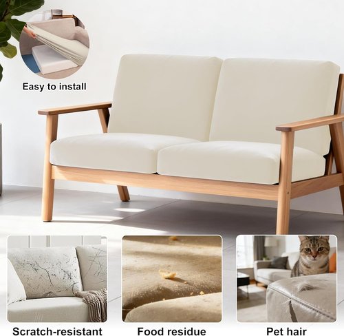 BIETYONE Patio Cushion Covers - 4Pcs Stretch Slipcovers for Outdoor Furniture | Washable & Reusable