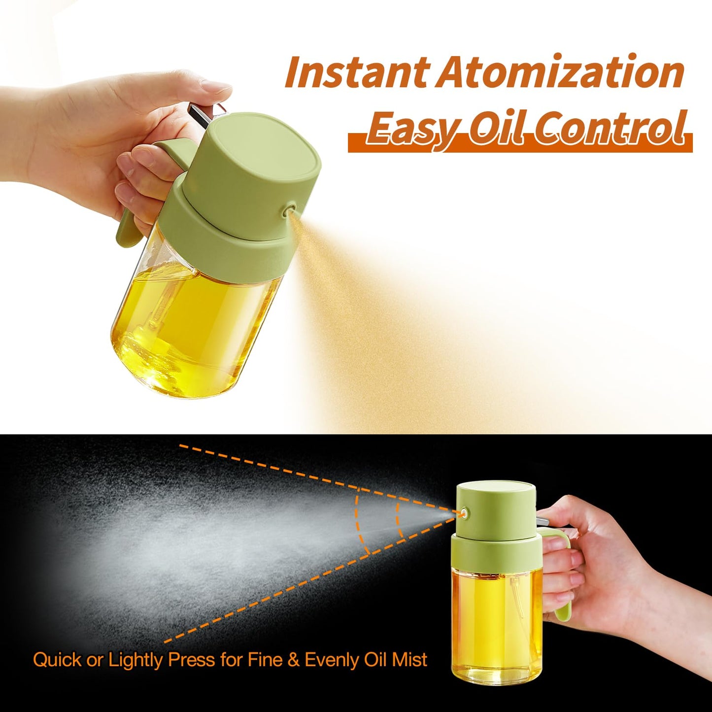 YARRAMATE Mini Oil Sprayer for Cooking, 6.8 OZ/ 200 ML Premium Oil Spray Bottle for Kitchen, Food-grade Olive Oil Sprayer, Portable Oil Mister for Air Fryer, kitchen, Outdoor BBQ and Camping (Green)
