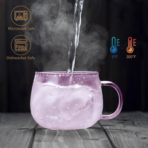DOPUDO 11oz Pink Glass Tea Cup with Infuser and Lid– Versatile and Elegant Gift for Women, Perfect for Loose Leaf Tea and Other Beverages.