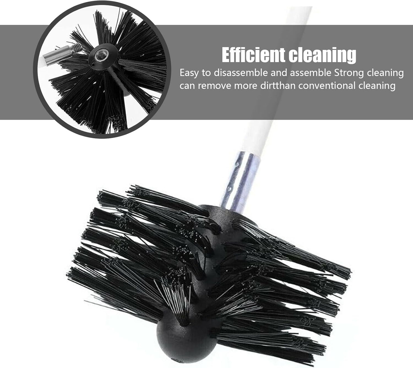 ZDHQLHJ Chimney Brush Cleaning Kit - 15 Pieces with 12 Flexible Nylon Rods for Efficient Fireplace & Duct Cleaning