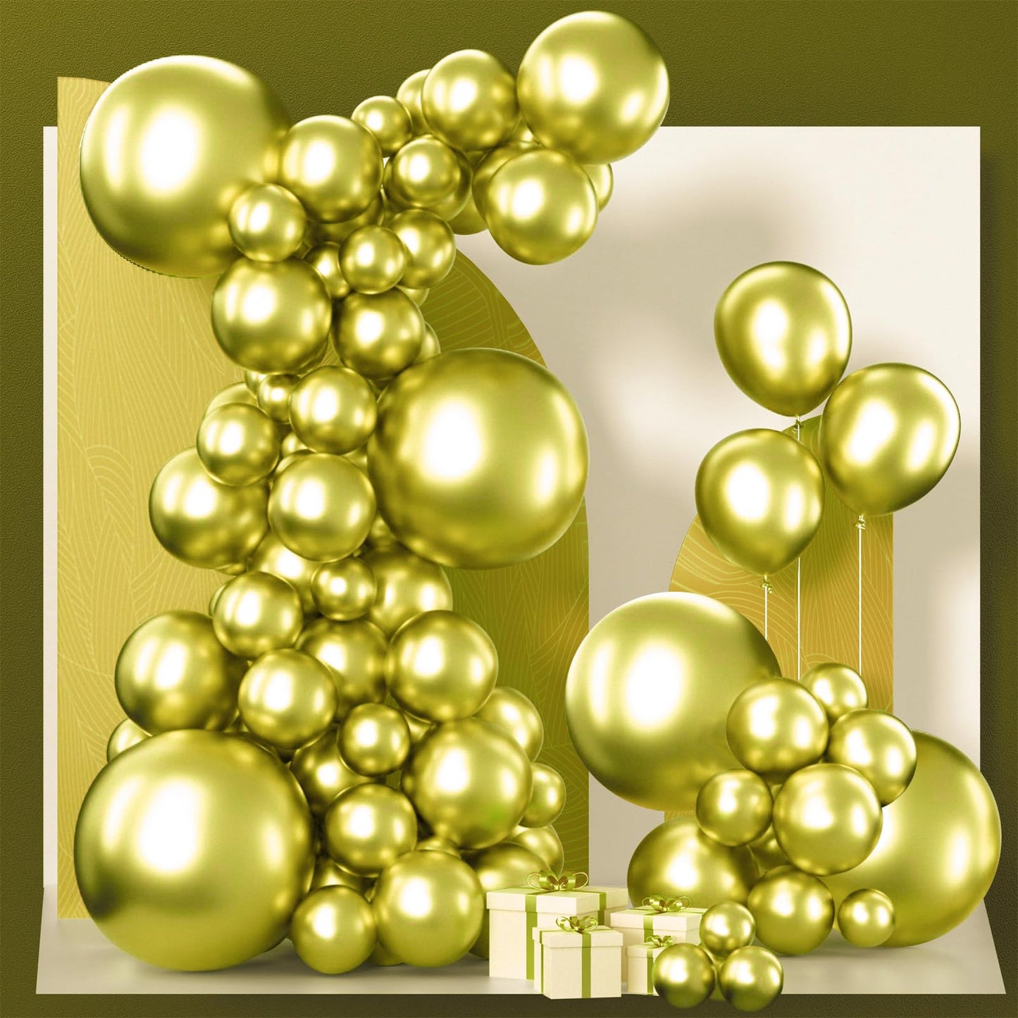 PartyWoo Metallic Lime Green Balloons 140pcs Different Sizes Pack of 18 12 10 5 Inch Metallic Light Pastel Green Balloon Arch Kit for Spring Forest Theme Birthday Tea Party Decorations Green-G109