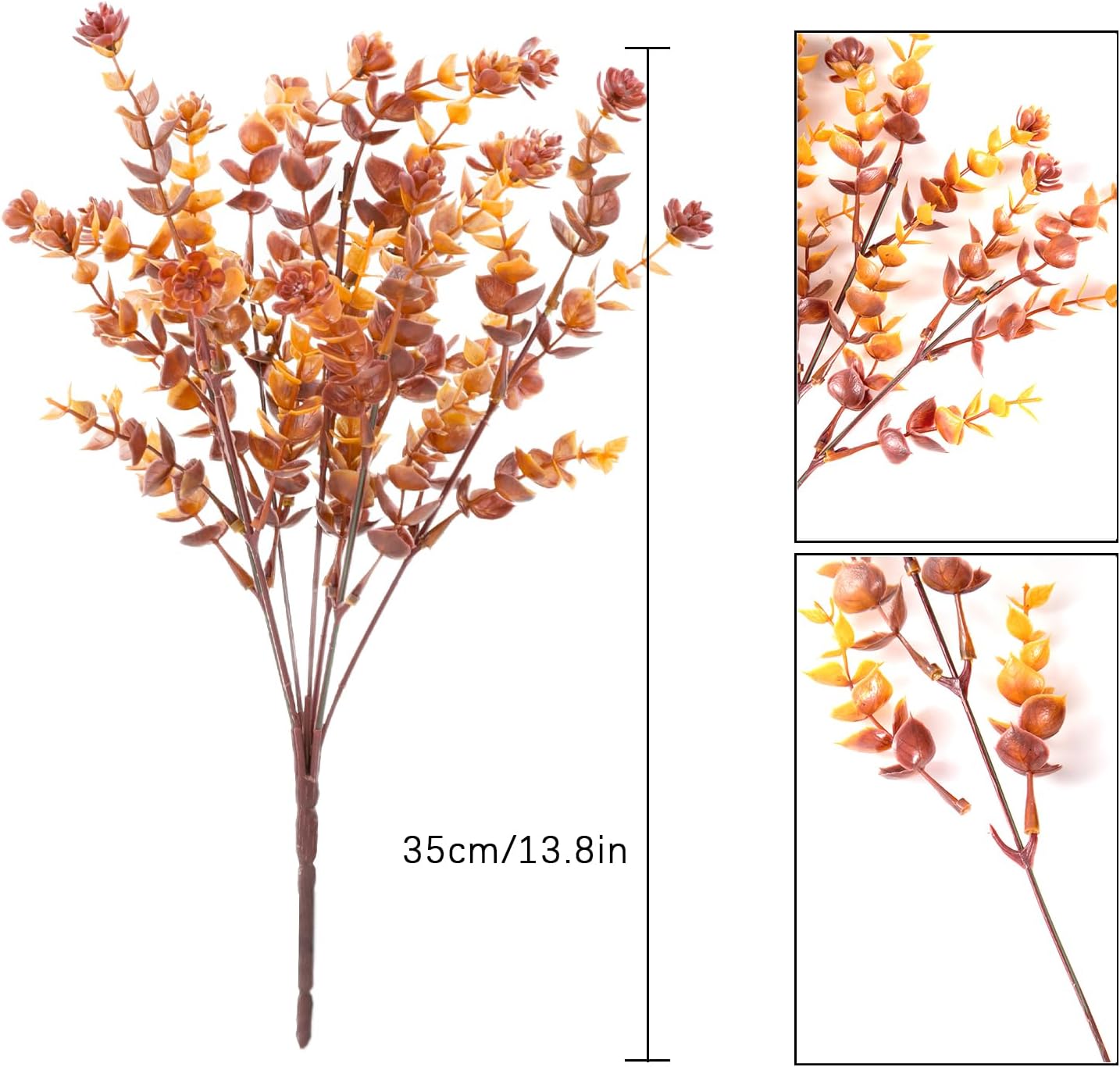 Momkids 36pcs Outdoor Artificial Fall Flowers Plants Fall Decorations UV Resistant Plastic Flowers Outside Fake Boxwood Plants for Home Kitchen Garden Autumn Thanksgiving Fall Decor(Brown)