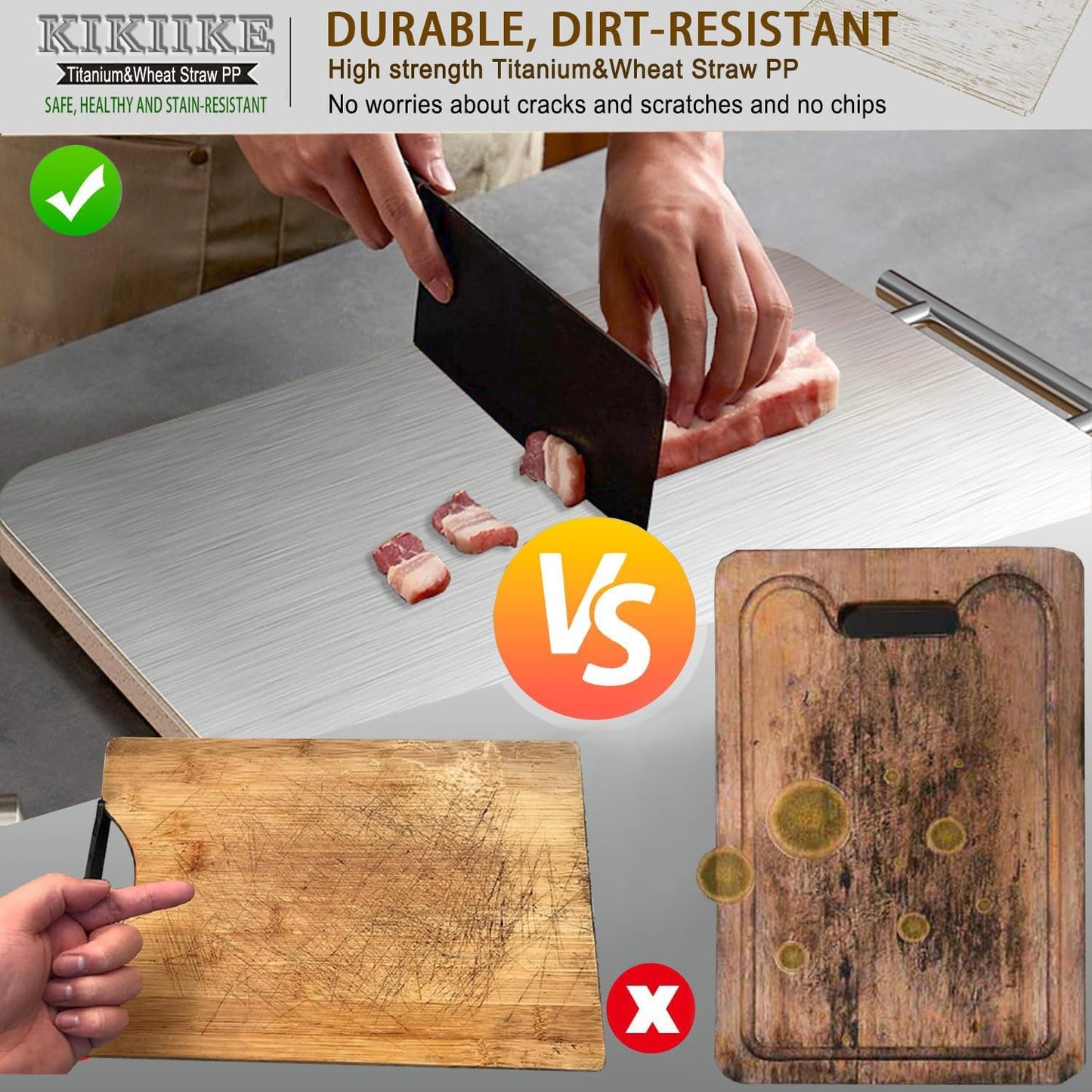 Titanium Cutting Board - Double-Sided Pure Titanium Kitchen Chopping Board | Easy to Clean, Large Size