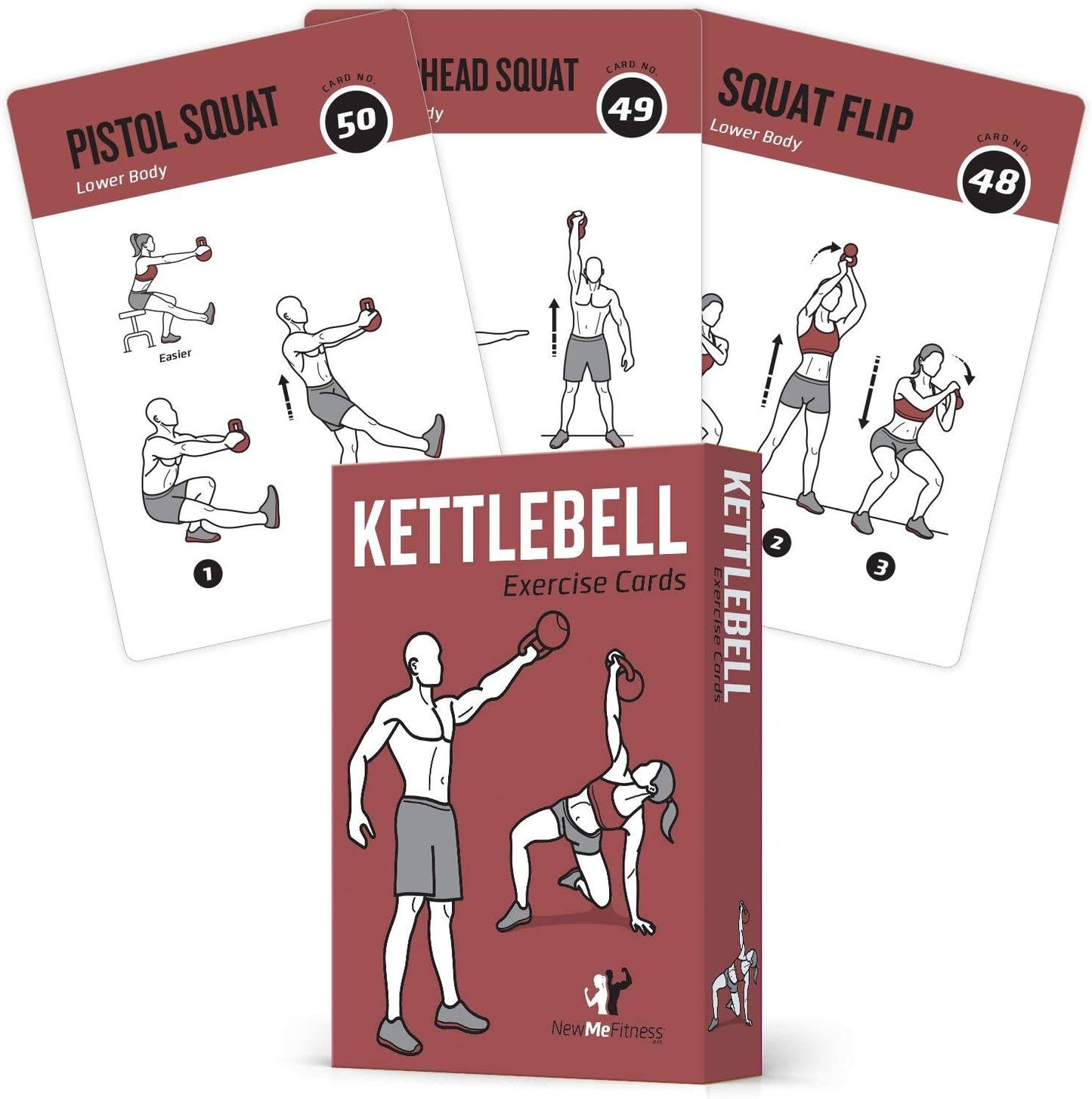 NewMe Fitness Kettlebell Workout Cards - Instructional Deck for Home & Gym Training | Beginner-Friendly Guide