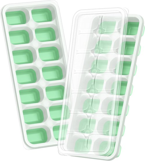 ChefAide Ice Cube Tray - Durable Stackable 28-Cube Trays with Removable Lids | Easy-Release for Cocktails & Coffee