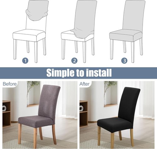 BIETYONE Dining Chair Covers - Set of 6 Stretch Washable Slipcovers for Home & Restaurant | Protective Design