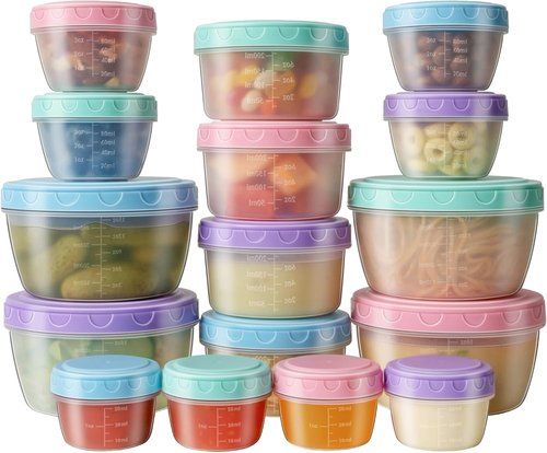 32 PCS Freezer Storage Containers - BPA-Free Plastic Soup Jars with Lids | Leakproof & Microwave Safe