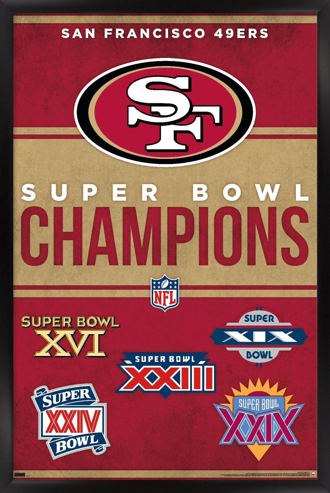NFL San Francisco 49ers - Champions 23 Wall Poster, 34L" x 22.4W", Black Framed Version