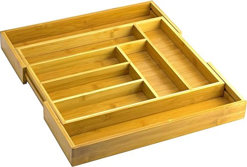 Home-it Expandable Cutlery Drawer - Utensil Organizer with Flatware Dividers | Adjustable Kitchen Holder