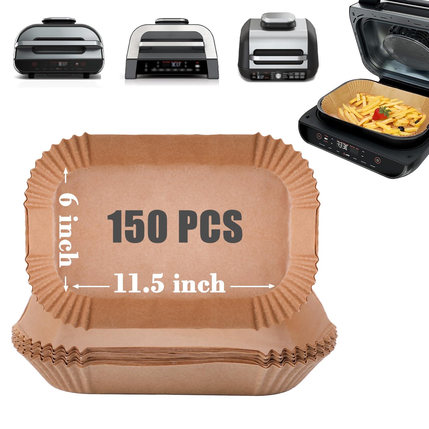 GOAUS Parchment Paper Liners 150 Pcs for Ninja Foodi Smart XL, Air Fryer Liners Disposable Rectangle Accessories Fit Ninja Grill FG551/DG551/IG651