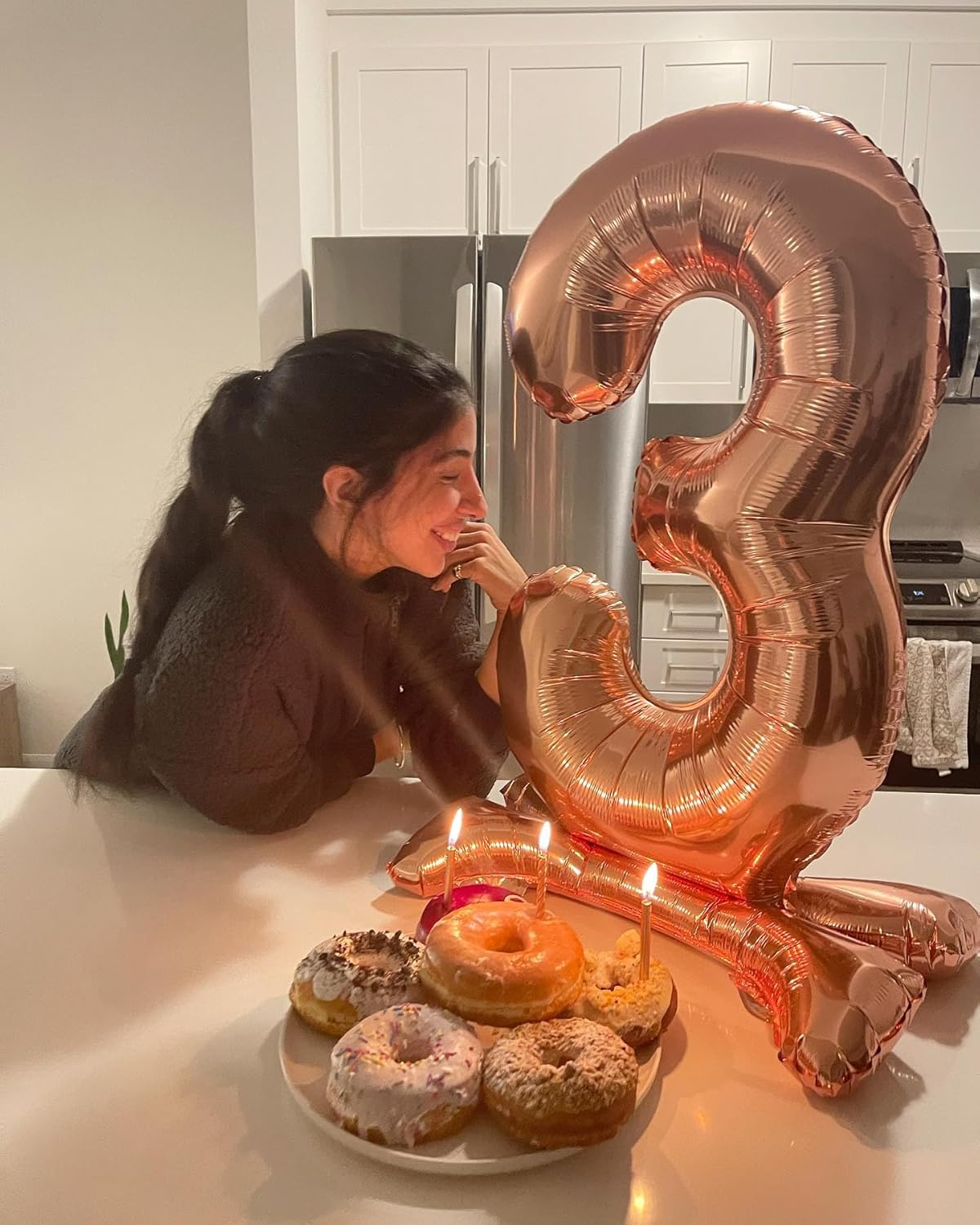 Rose Gold Number 3 Balloon - 40 Inch Birthday Decoration for Kids & Adults | Perfect for 3rd Birthday Parties