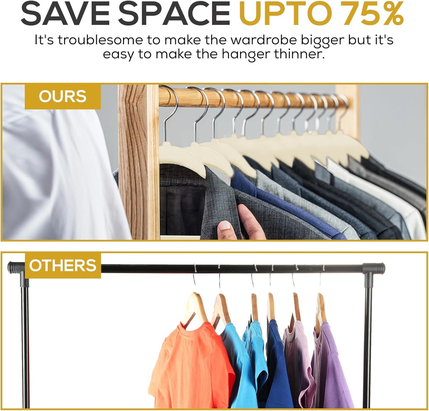 Techzoo Velvet Hangers - Ultra Thin Non-Slip Space-Saving Design | 50 Pack in Ivory, 360° Swivel Hook