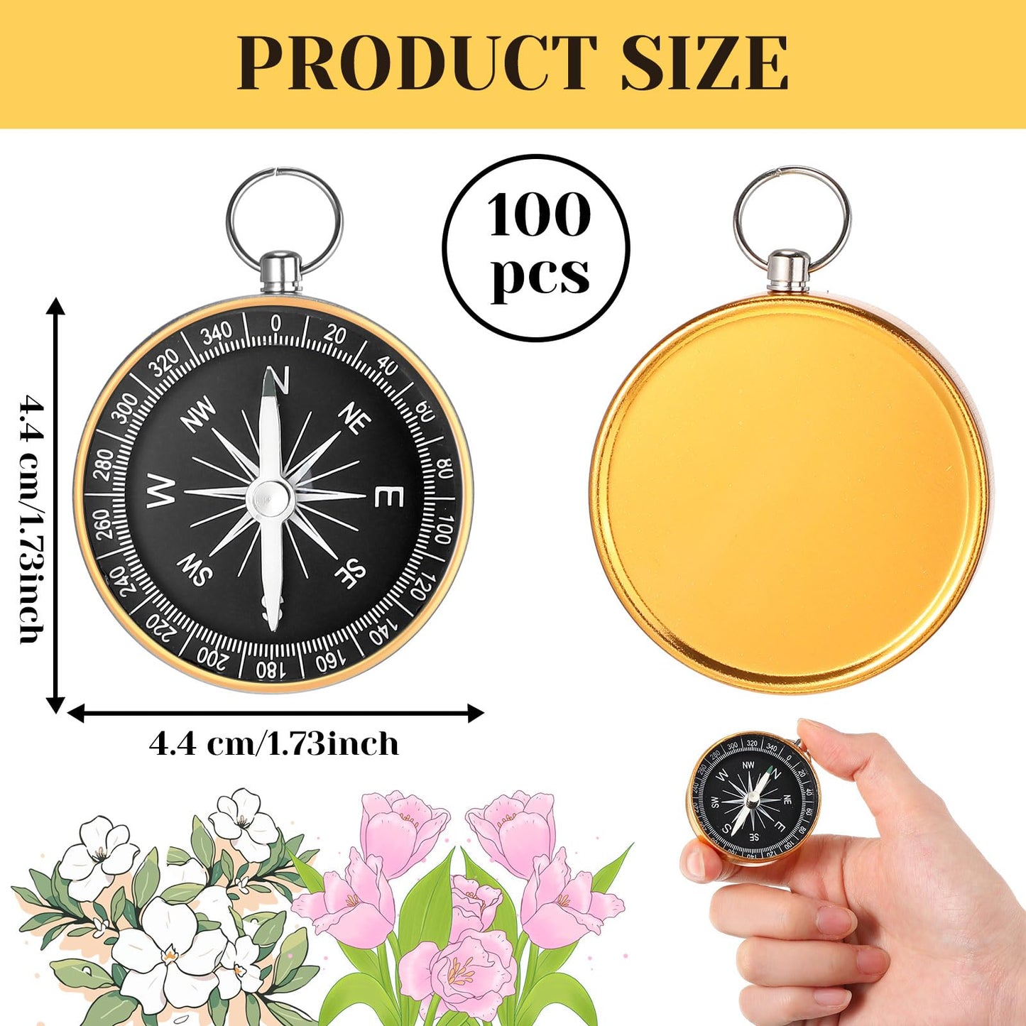Huquary Compass Wedding Favors for Guests, Compass Souvenir Gift for Travel Themed Party Decorations Nautical Christmas Ornaments(Classic, 100 Pcs)