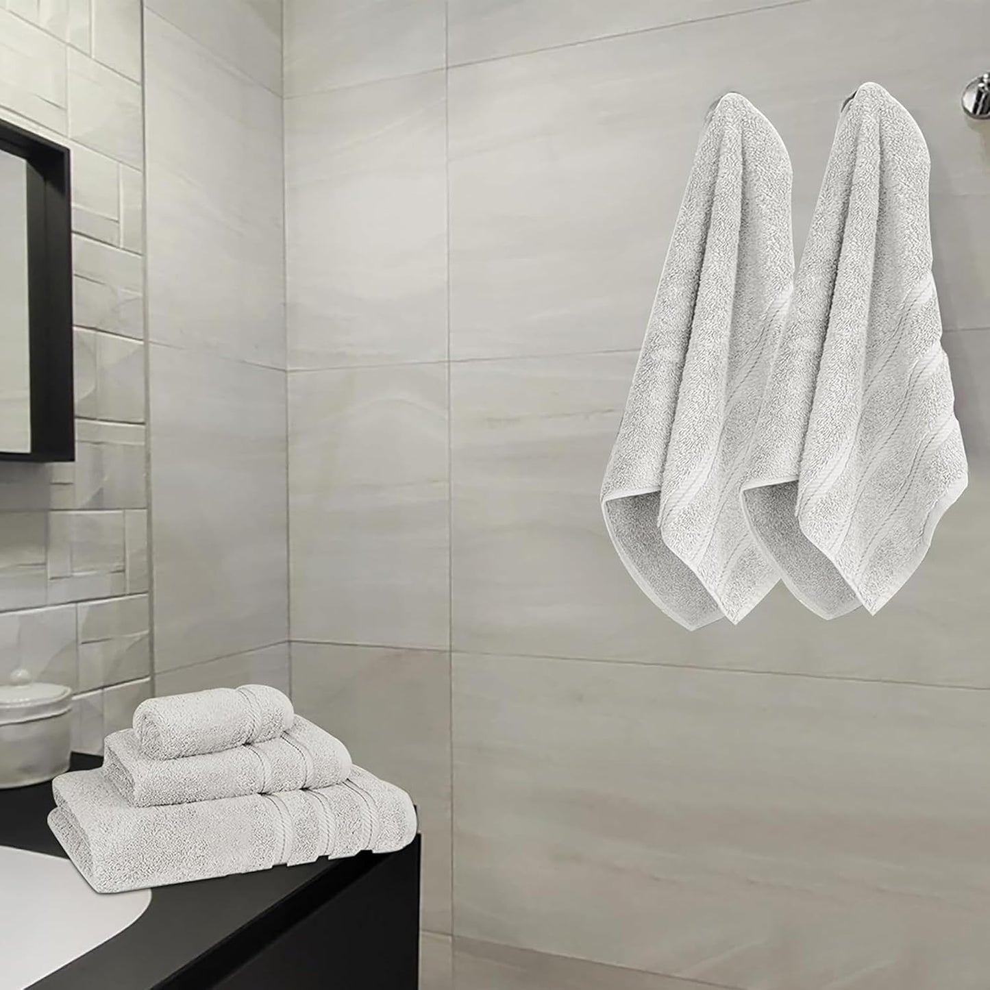 Skiennix Luxury 6-Piece Turkish Cotton Towel Set - Soft & Absorbent 600 GSM | Silver Grey Bath Towels for Home