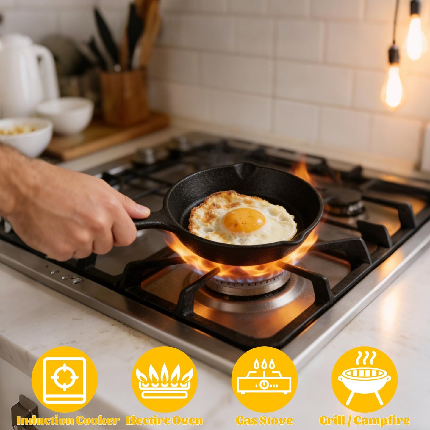 LDHHYH 4 Pack Mini Cast Iron Skillet, 5.5 Inch Small Cast Iron Frying Pan, Pre-Seasoned Cast Iron Skillet Set, Black Non-Stick Mini Cast Iron Cookware for Stove Oven Grill Safe Indoor and Outdoor Use
