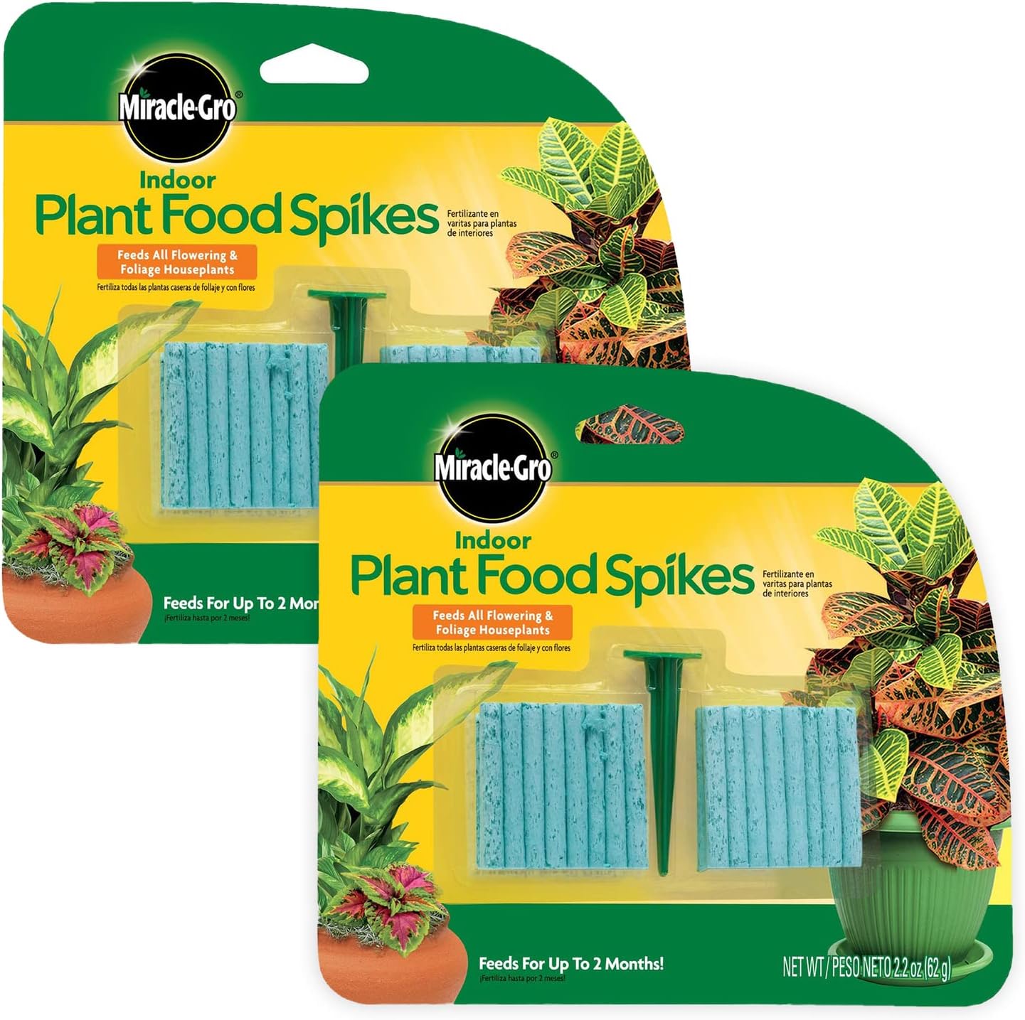Miracle-Gro Indoor Plant Food Spikes - 48 Continuous Feeding Spikes for Flowering & Foliage Houseplants - NPK 6-12-6