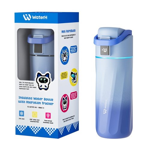 BOOST Smart Water Bottle with Reminder & Tracker, 16oz Kids Water Bottle for School, DIY Refrigerator Magnets, BPA-Free Vacuum Insulated Stainless Steel, Ideal for Mother's Day