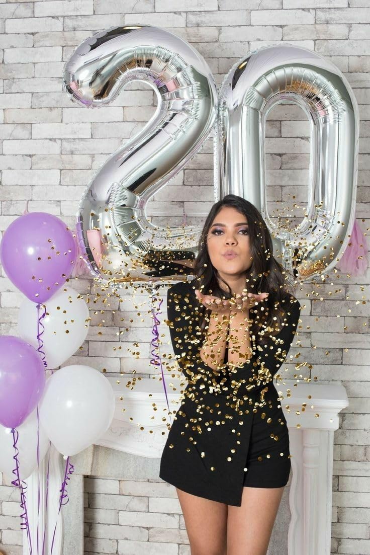 Silver Number 20 Balloon 40 inch, 20 Number Balloons, 20th Silver Birthday Decorations for Girls Boys Kids, 20 Year Old Silver Party Supplies