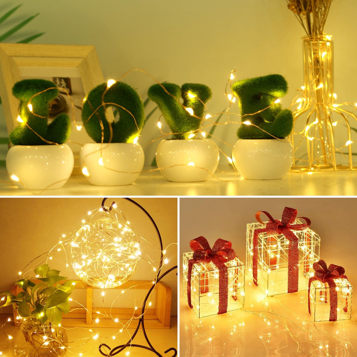 kolpop 20 Pack LED Fairy Lights Battery Operated with 3 Modes, Mini Twinkle String Lights Battery Powered Waterproof for Christmas Mason Jars Party,Warm White