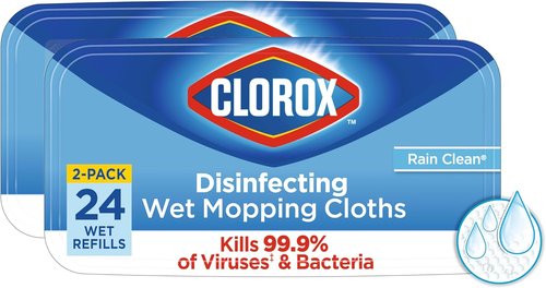 Clorox Disinfecting Wet Mop Pad - Multi-Surface Floor Wipes | 2 Packs of 24 Disposable Refills
