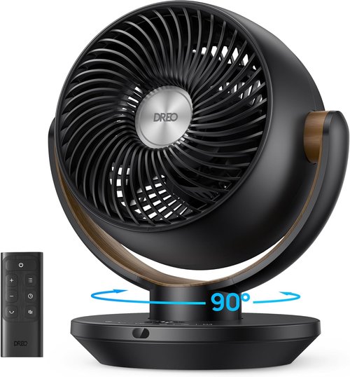 DREO 11-Inch Desk Air Circulator Fan - Remote Control, 4 Speeds, 120° Vertical Oscillation, Quiet 25dB