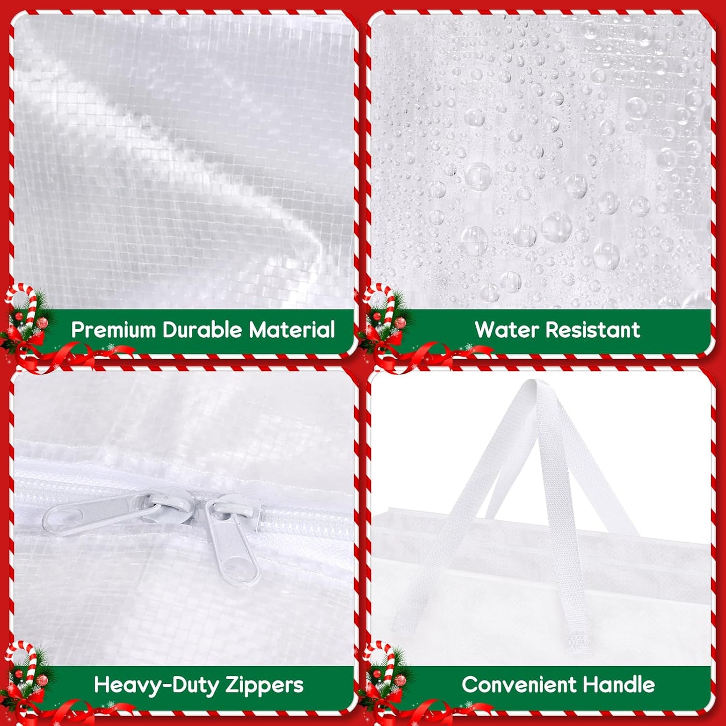Skiennix 6PCS Christmas Wreath Storage Containers - 25" Clear Bags with Zippers & Handles for Holiday Decor