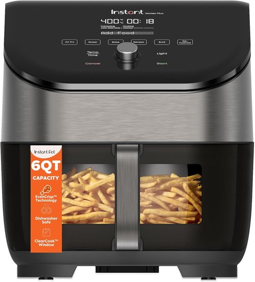 Instant Pot Vortex Plus 6QT Air Fryer - Odor Erase Technology & 6-in-1 Functions | 100+ Recipes, Black