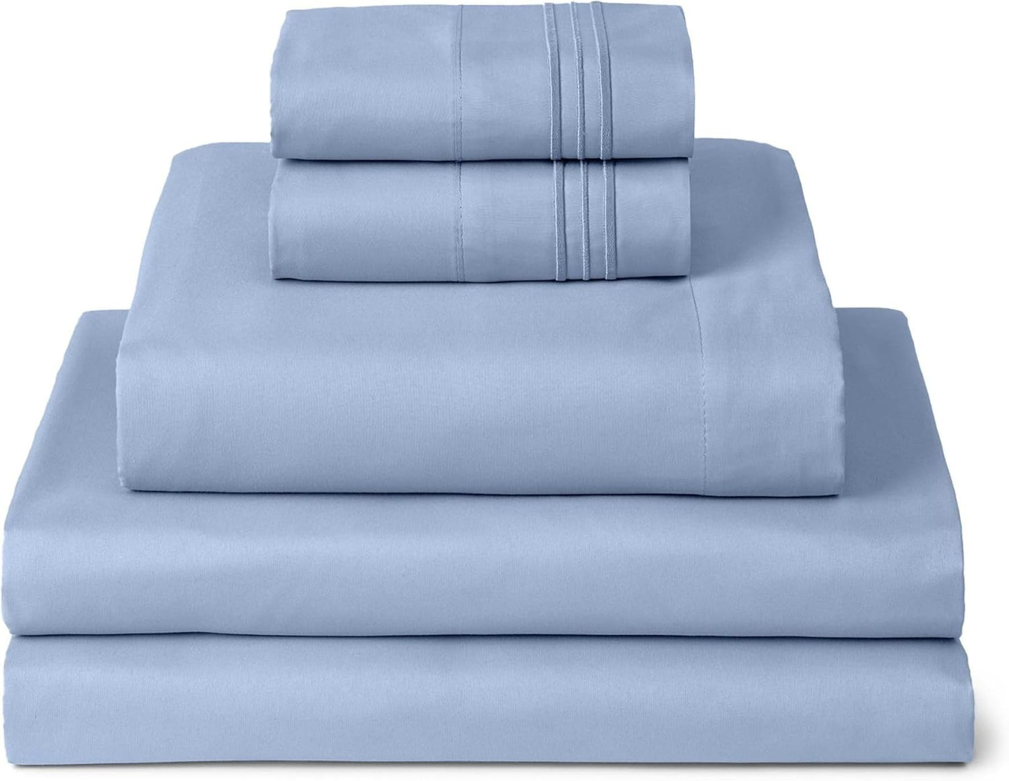 Mellanni Split King Sheets Set | 5-Piece Hotel Luxury Bedding - Extra Soft, Cooling, Wrinkle-Resistant (Sky Blue)