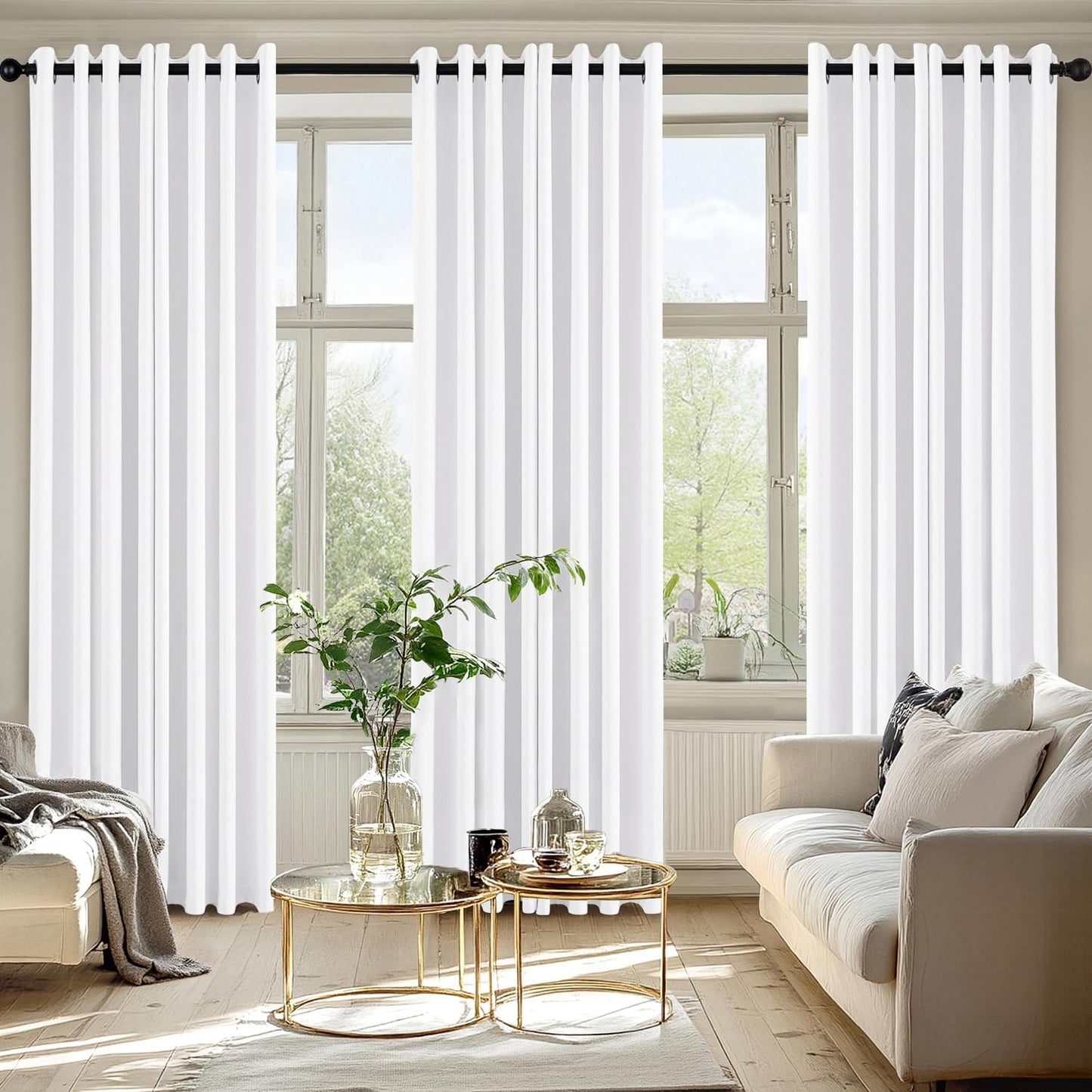 MIULEE Blackout Curtains - Thermal Insulated Room Darkening Drapes | Pure White, 84 Inches Long, 2 Panels