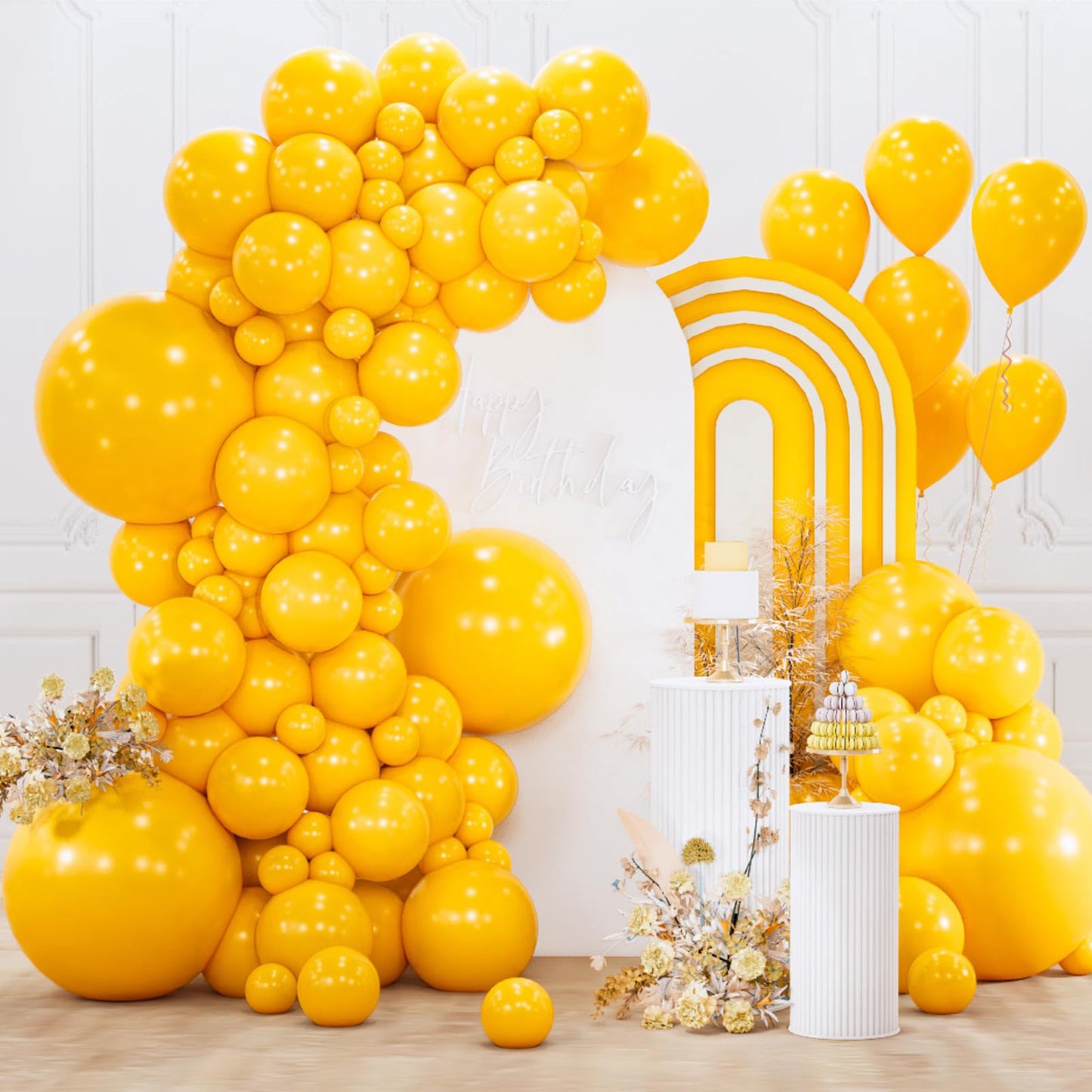 PartyWoo Mustard Yellow Balloons 155pcs Different Sizes of 18 12 10 5 Inch Yellow Fall Balloon Arch Kit for Birthday Engagement Baby Shower Bee Sunflower Little Cutie Party Decorations Yellow-Y10
