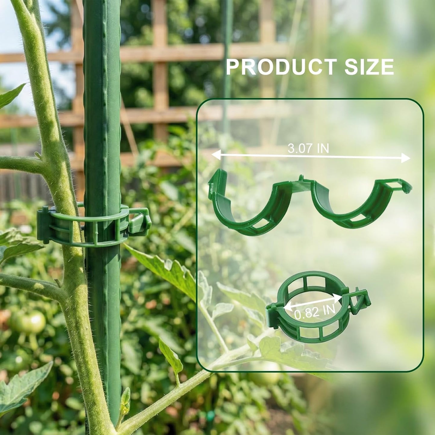 Skiennix Plant Support Clips - 100 Pcs Plastic Tomato Vine Clips for Securing Climbing Plants - Green