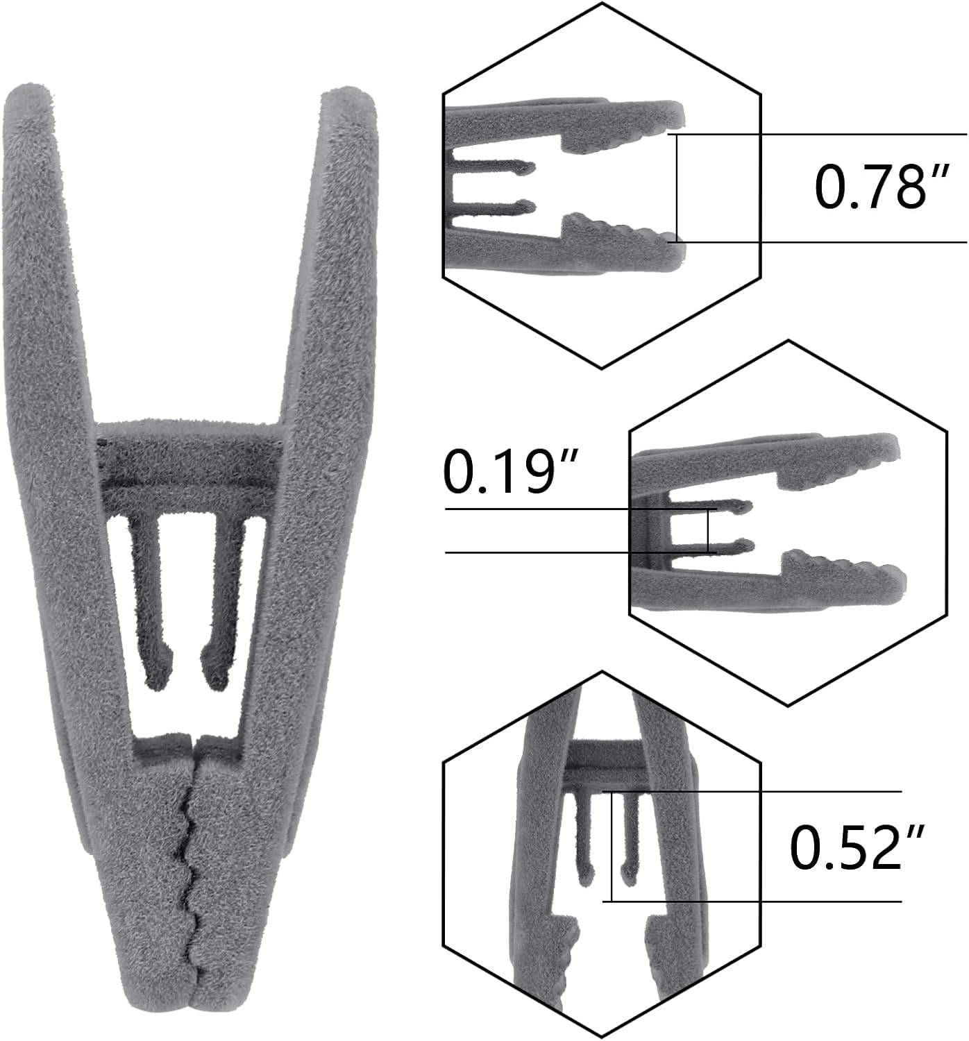 Tinfol Gray Velvet Hanger Clips - Non-Slip Flocked Clips for Pants & Skirts | 24 Pack, Strong & Durable