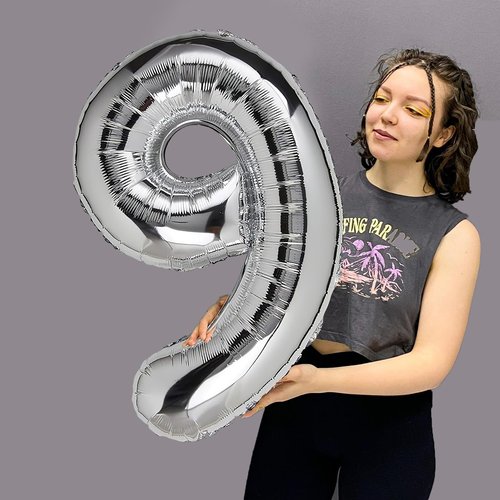 1 Number Balloon Silver 40 inch Big Foil Mylar 1st Balloons for 1 Year Old Boy Girl Birthday Party Decorations Wedding Anniversary Events Supplies