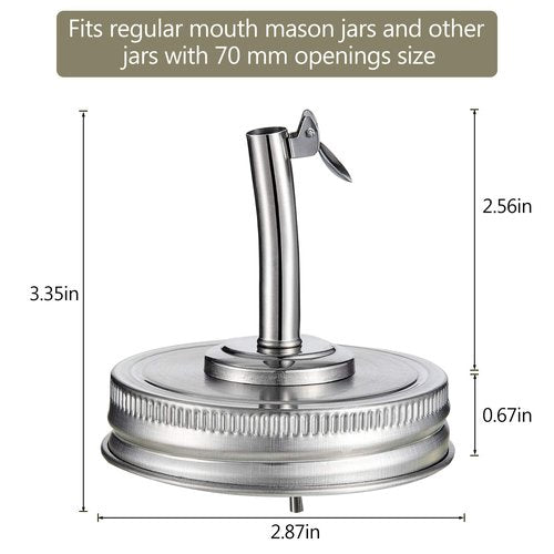 Blulu 4 Pieces Mason Jar Spout Lids for 2.75" Regular Mouth Mason Jar, Pour Oil Spout Lid with Caps