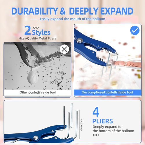 Borosino Balloon Expander Pliers, Balloon Stuffing Machine For Filling Balloons Sequin Petals Feathers, BalloonStuffingmachineclearBalloons For Stuffing(Extended Style)