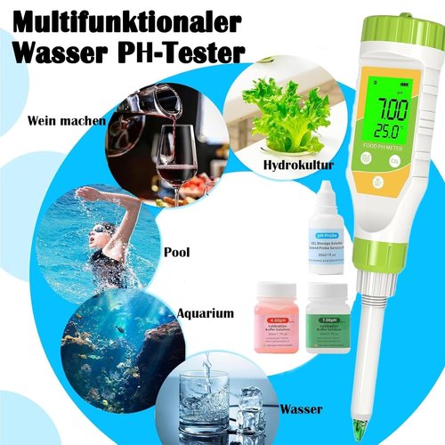 GISNPA Digital pH Meter for Food Hot Sauce Canned foodpH Tester 0.01 Resolution High Accuracy Food pH Testerwith Backlit LCD Display and ATC for MEA