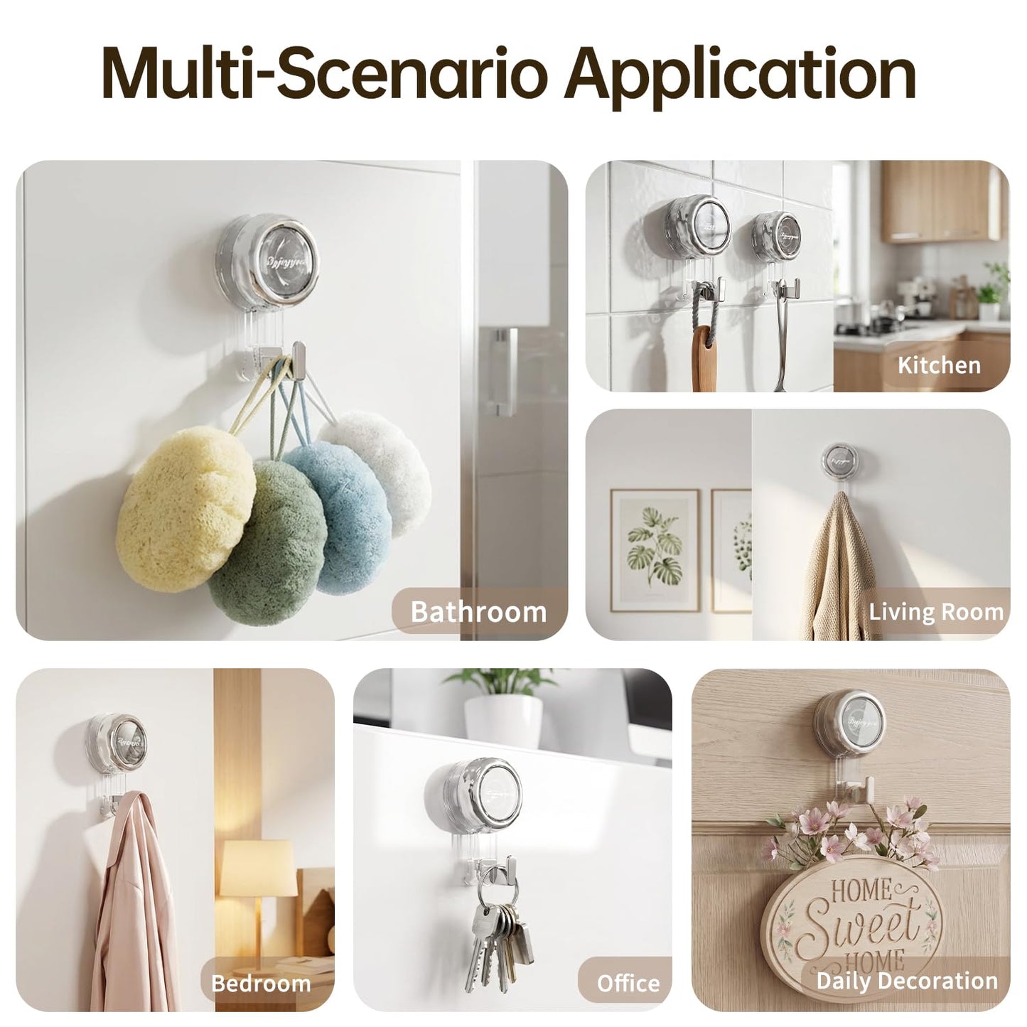 Nicespce Heavy Duty Suction Cup Hooks, Strong Suction Hanger for Wreath, Shower, Window & Glass Door. Waterproof Outdoor Hooks for Bathroom Wall Hanging - Removable, No Drilling
