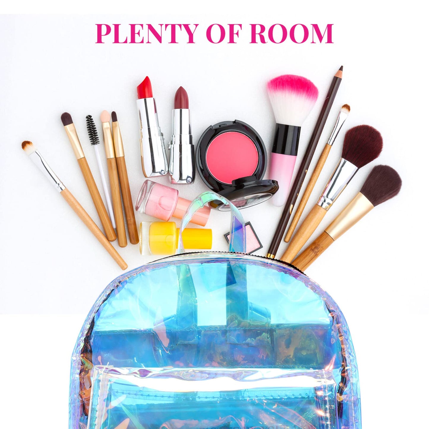 Abaodam Shiny Iridescent Backpack for Women Lightweight Transparent Holographic Travel Bag Small Student Bookbag 9X4X11 Inches