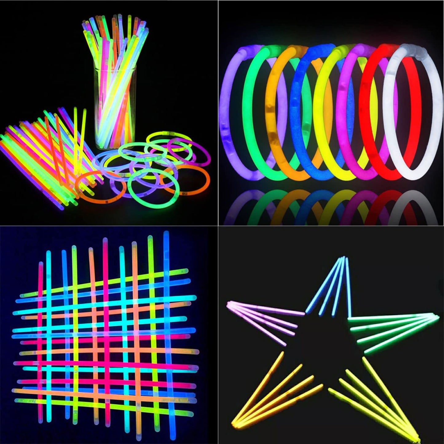 NUDALA 200 Pcs Blue Glow Sticks Bracelet Necklaces Bulk Glow in The Dark Party Supplies 8” Light Stick Pack with Connectors for Easter 4th of July Party Favors Christmas Birthday Carnival