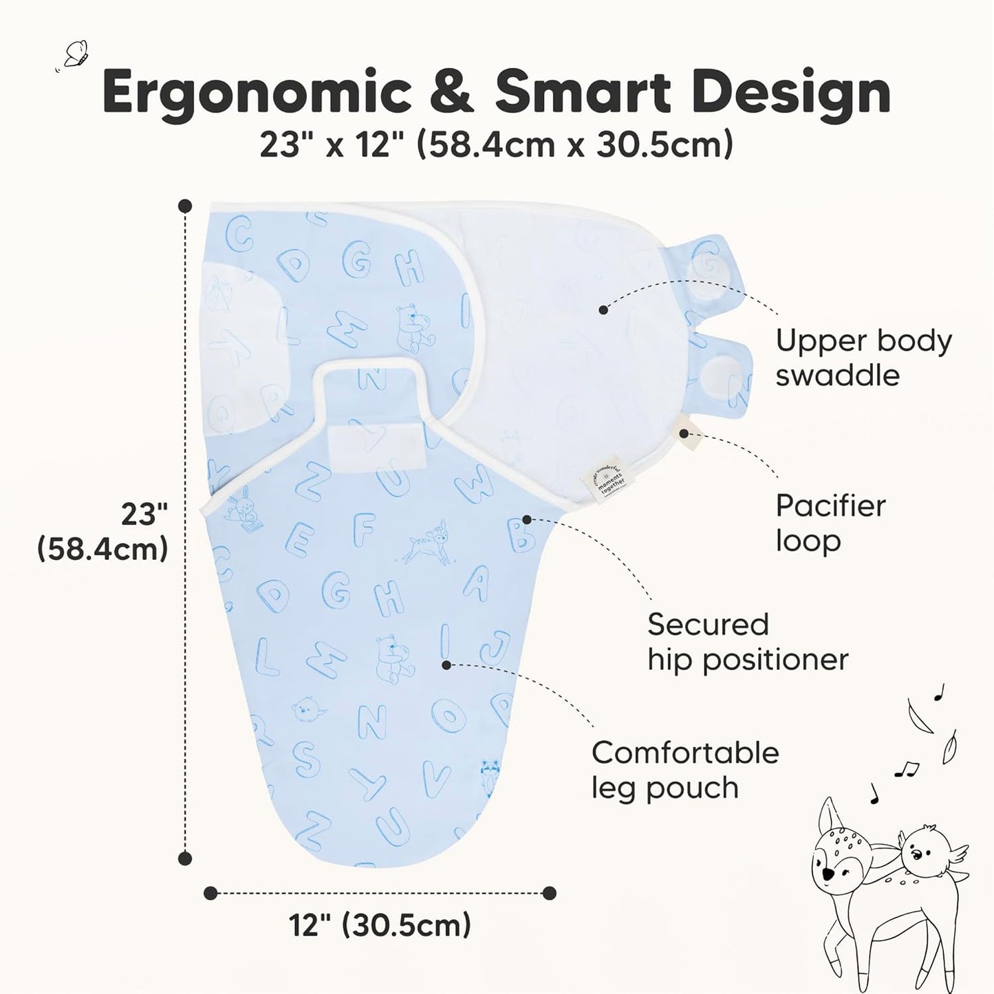 Skiennix Organic Baby Swaddle Sleep Sacks - Soft & Snug for Newborns 0-3 Months | ABC Land Cloud Design