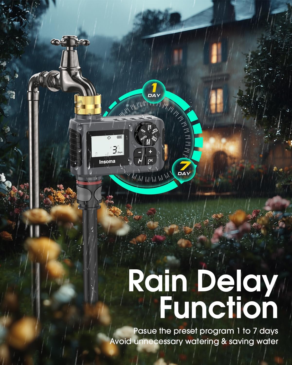 Water Timer - 2-Pack Automatic Garden Hose Irrigation System with Rain Delay & Manual Mode