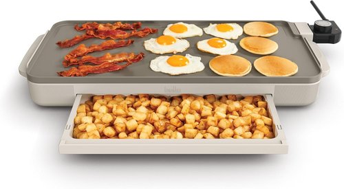 Bella Electric Griddle - 10" x 20" with Warming Tray & EverGood™ Nonstick Coating | 1500 Watt, Oatmilk