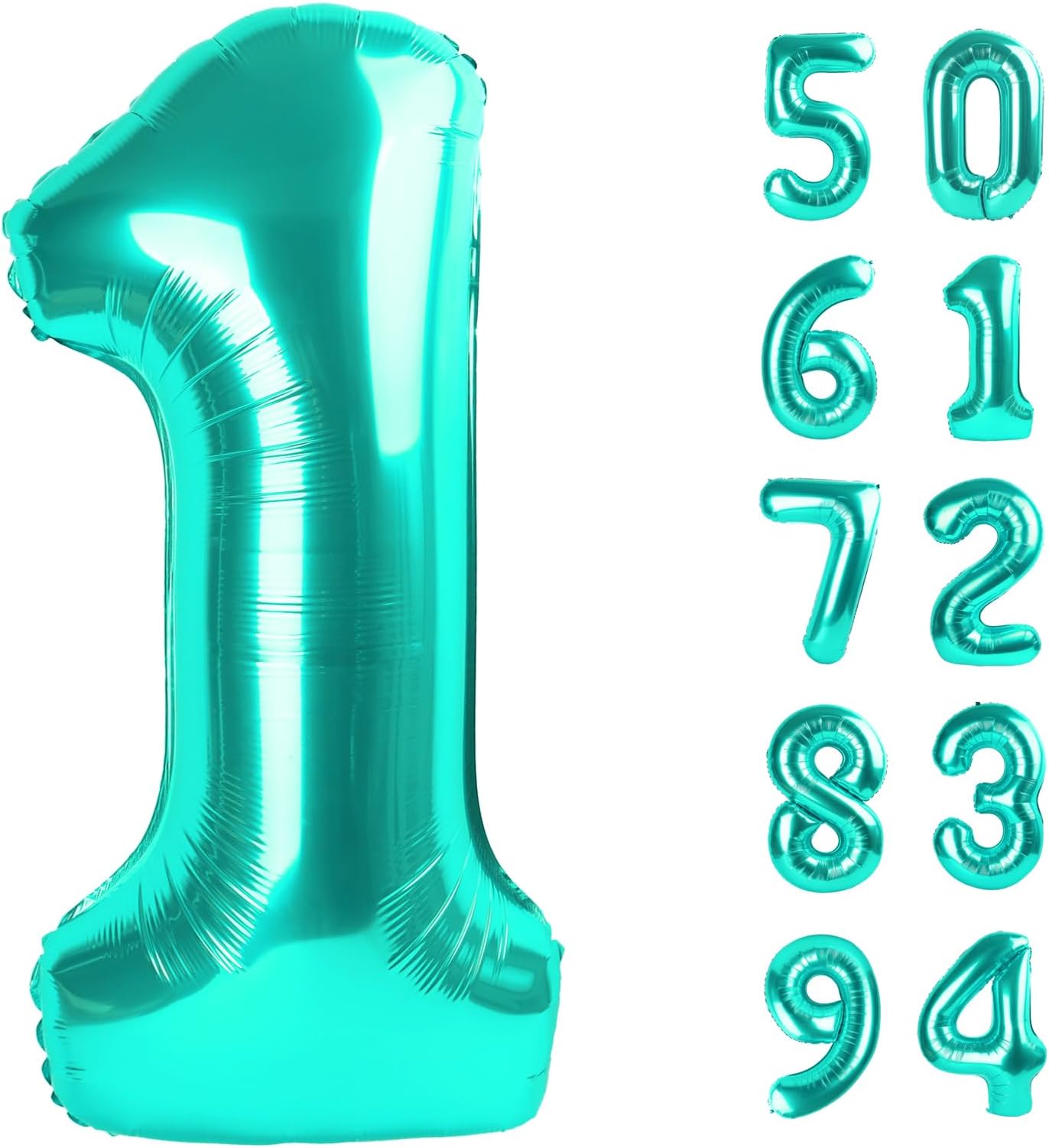 Teal Blue Giant Number 1 Balloon - 40 Inch First Birthday Decoration for Girls & Toddlers